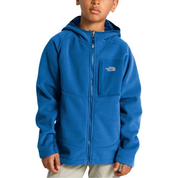 The North Face Chimboraz Boys Hoodie M 12 Blue Pockets Long Sleeve Fleece Logo - Picture 1 of 12